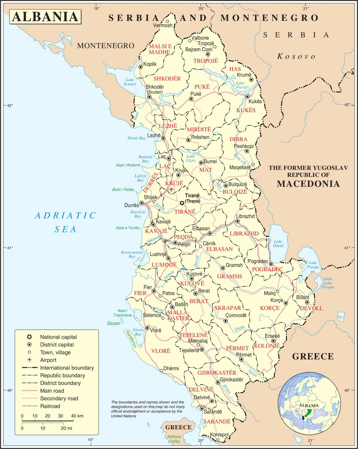 mapa Albania hiri