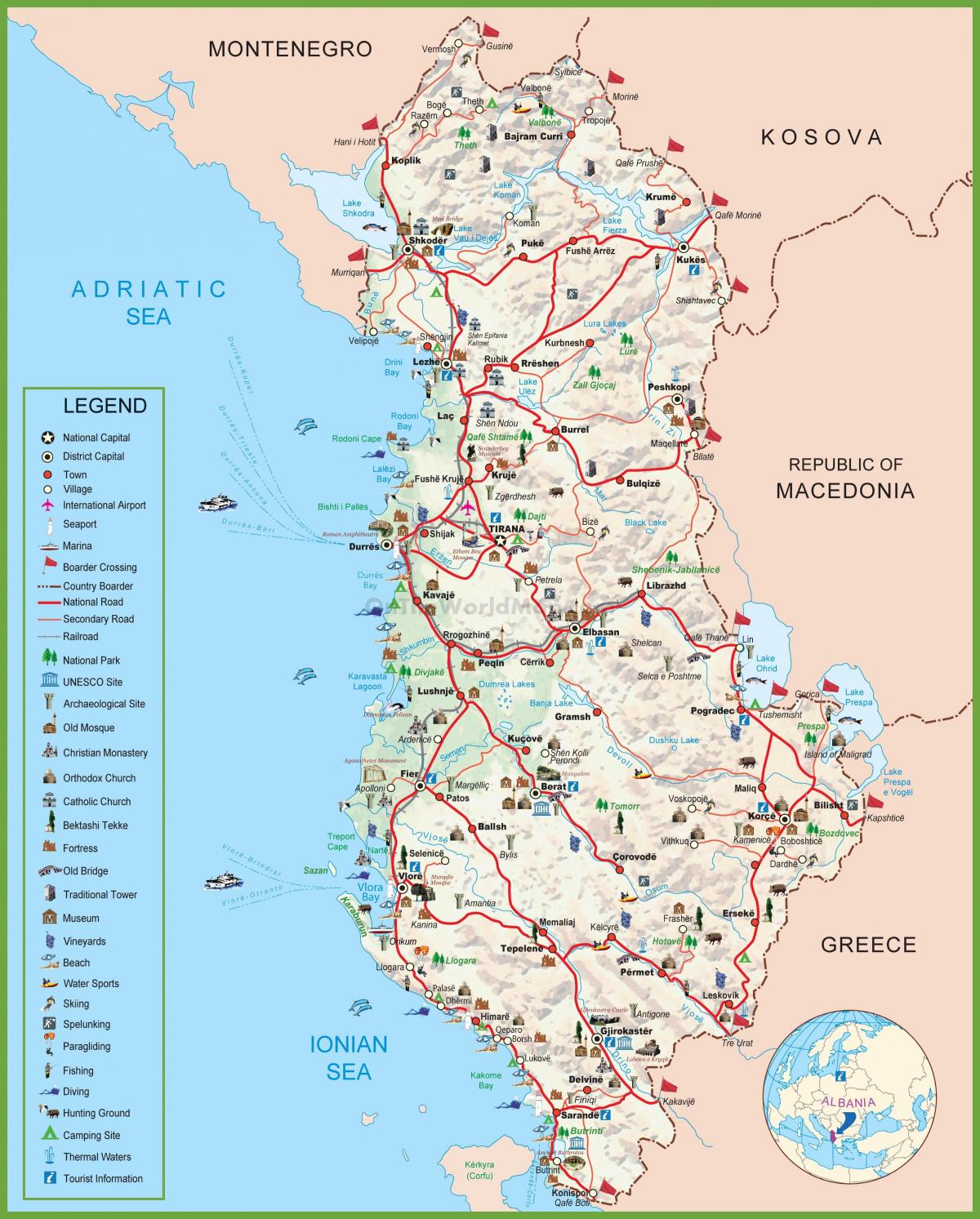 mapa Albania turismo