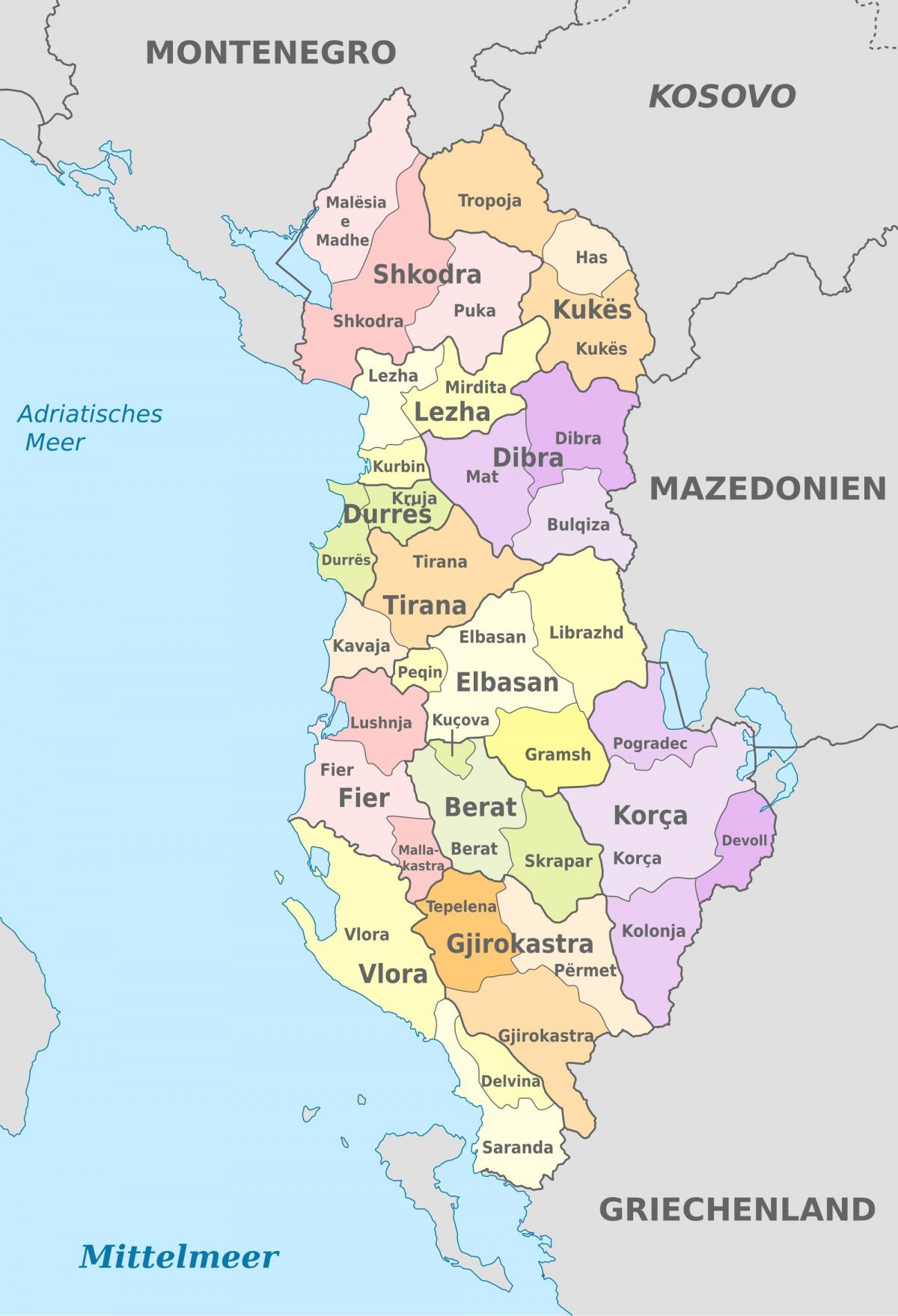 mapa politiko Albania